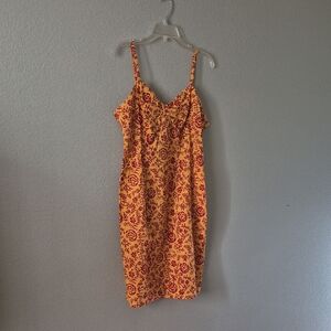 Jones New York Yellow and Red Floral Midi Dress